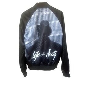 Hypnotize Mens Black Bomber Jacket "Life‎ After Death" Graphic Print Lined